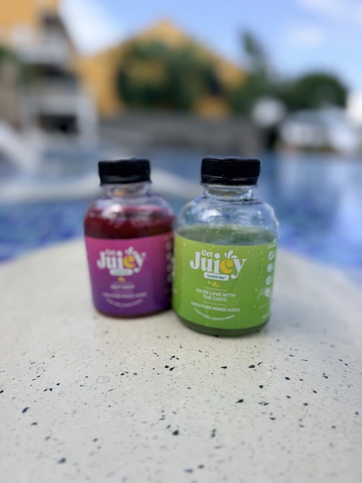 Beet Drop and I'm in Love with the Coco by a pool