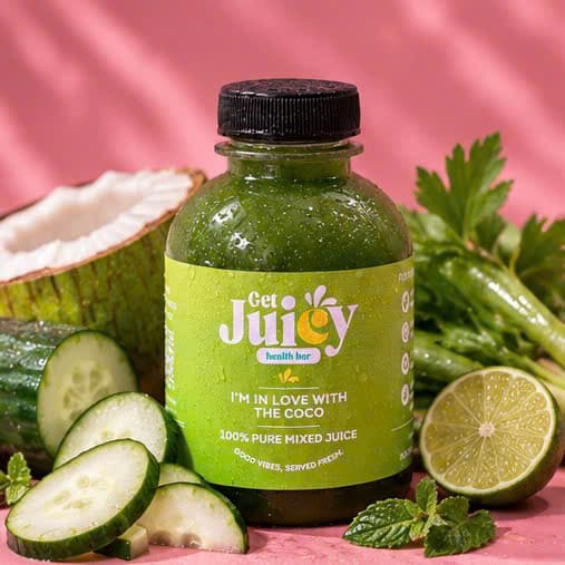 I'm in Love with the Coco juice with a coconut, cucumber and lime