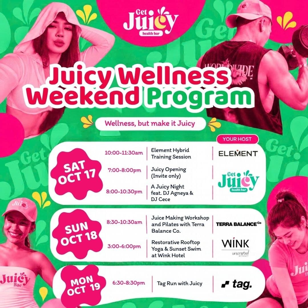 The Juicy Wellness Weekend program poster, Oct 17-19